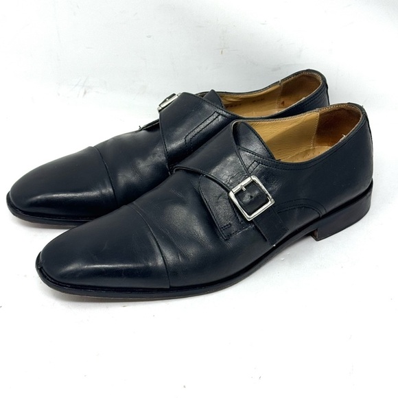 Mercanti Florentini Dress Shoes Monk Strap Black Leather Mens 8.5 Made In Italy main image 4